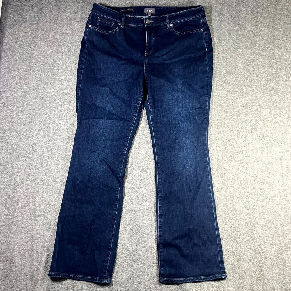 NYDJ Women's Barbara Bootcut Lift Tuck Dark Wash Stretch Jeans Size 16 36x31